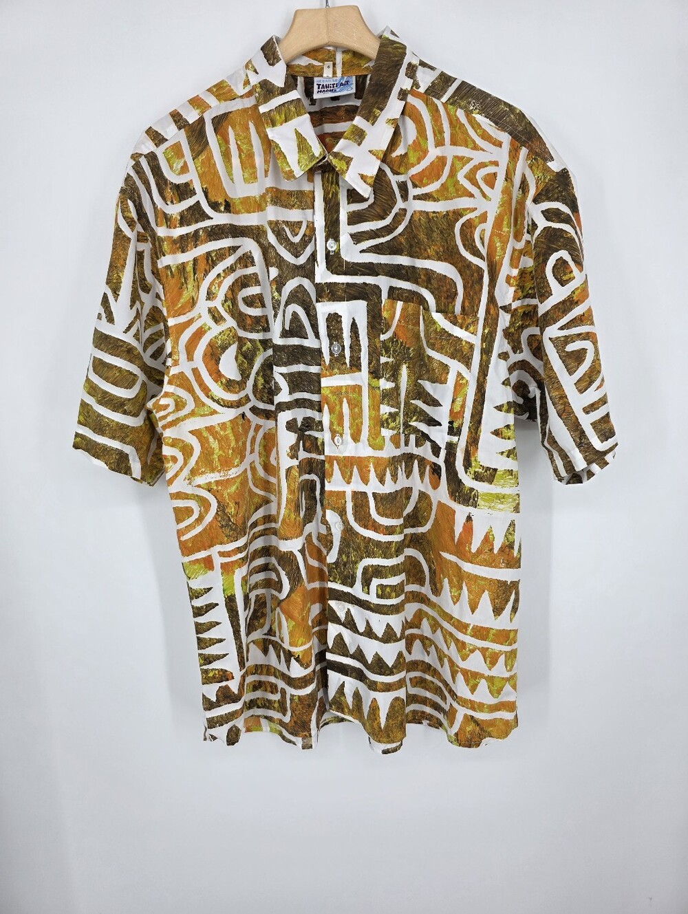Tahiti Art Maohi 1958 Vintage Hawaiian Shirt- Brown/Orange/White XXL